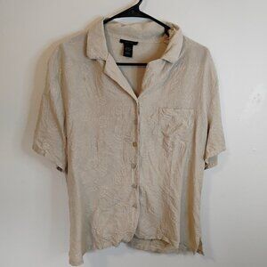 Silkland cream 100% silk blouse Quiet Luxury preppy paisley print women's large